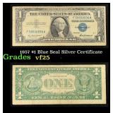 1957 $1 Blue Seal Silver Certificate Grades vf+