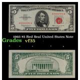 1963 $5 Red Seal United States Note Grades vf++