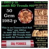 BU Shotgun Lincoln 1c roll, 1982-p 50 pcs Bank Wra