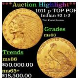 *Highlight* 1911-p Gold Indian Quarter Eagle TOP P