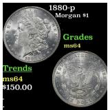 1880-p Morgan Dollar $1 Grades ms64