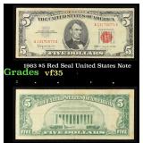 1963 $5 Red Seal United States Note Grades vf++