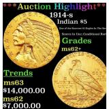 *Highlight* 1914-s Gold Indian Half Eagle $5 ms62+