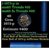 BU Shotgun Jefferson 5c roll, 1975-p 40 pcs Bank $