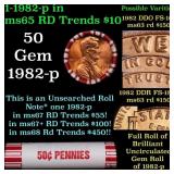 BU Shotgun Lincoln 1c roll, 1982-p 50 pcs Bank Wra