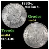 1880-p Morgan Dollar $1 Grades ms64