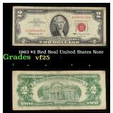 1963 $2 Red Seal United States Note Grades vf+