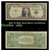1957 $1 Blue Seal Silver Certificate Grades vf+