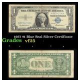 1957 $1 Blue Seal Silver Certificate Grades vf+