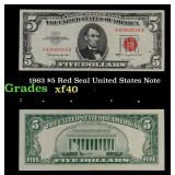 1963 $5 Red Seal United States Note Grades xf