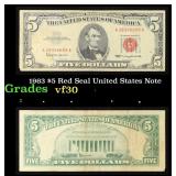 1963 $5 Red Seal United States Note Grades vf++