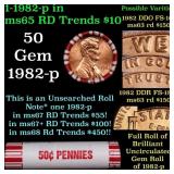 BU Shotgun Lincoln 1c roll, 1982-p 50 pcs Bank Wra