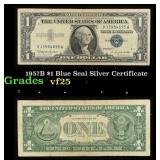 1957B $1 Blue Seal Silver Certificate Grades vf+