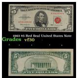 1963 $5 Red Seal United States Note Grades vf++