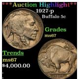*Highlight* 1927-p Buffalo Nickel 5c ms67 SEGS (fc