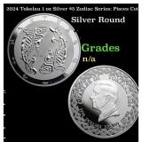 2024 Tokelau 1 oz Silver $5 Zodiac Series: Pisces