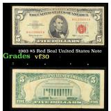 1963 $5 Red Seal United States Note Grades vf++