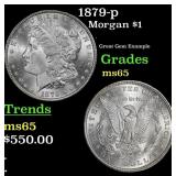 1879-p Morgan Dollar $1 Grades ms65
