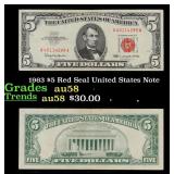 1963 $5 Red Seal United States Note Grades Choice