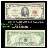 1963 $5 Red Seal United States Note Grades Select