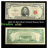 1963 $5 Red Seal United States Note Grades xf