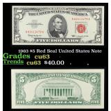1963 $5 Red Seal United States Note Grades Select