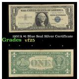 1957A $1 Blue Seal Silver Certificate Grades vf+