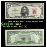 1963 $5 Red Seal United States Note Grades Select