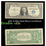 1957 $1 Blue Seal Silver Certificate Grades vf++