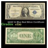 1935C $1 Blue Seal Silver Certificate Grades vf++