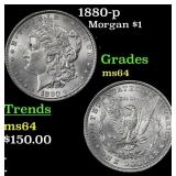 1880-p Morgan Dollar $1 Grades ms64