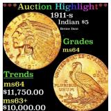 *Highlight* 1911-s Gold Indian Half Eagle $5 ms64