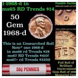 BU Shotgun Lincoln 1c roll, 1968-d 50 pcs Bank Wra