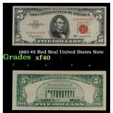 1963 $5 Red Seal United States Note Grades xf