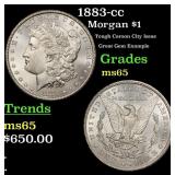 1883-cc Morgan Dollar $1 Grades ms65