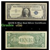 1957B $1 Blue Seal Silver Certificate Grades vf++