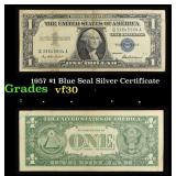 1957 $1 Blue Seal Silver Certificate Grades vf++
