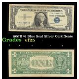 1957B $1 Blue Seal Silver Certificate Grades vf+