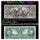1896 $5 Blue Seal Silver Certificate Grades vf25 S