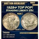 1929-p Standing Liberty Quarter TOP POP! 25c ms67+