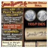 8- 20 Coin SEARS Roll UNC Peace Dollars $1 1935/'P
