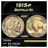 1915-p Buffalo Nickel 5c ms66+ SEGS