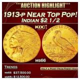 1913-p Gold Indian Quarter Eagle Near Top Pop! $2