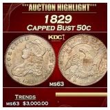 1829 Capped Bust Half Dollar 50c ms63 USCG