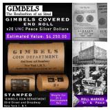 136- 20 Coin GIMBLES Roll Unc Peace Dollar B+