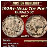 1926-p Buffalo Nickel Near Top Pop! 5c ms67+ SEGS