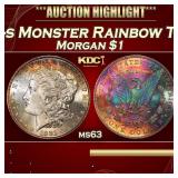 PCGS 1881-s Morgan Dollar Monster Rainbow Toned $1
