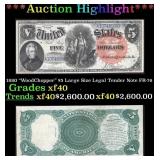 1880 $5 Large Size Legal Tender Note 'WoodChopper'
