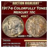 1917-s Mercury Dime Colorfully Toned 10c ms66+ FSB
