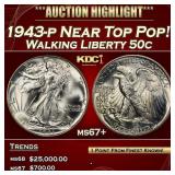 1943-p Walking Liberty Half Dollar Near Top Pop! 5